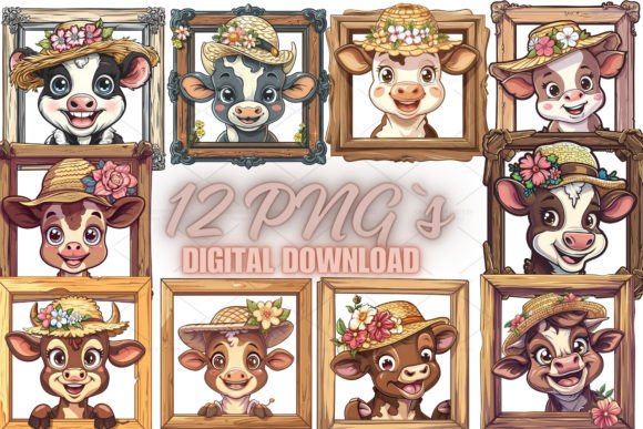 Cow in Frame Clipart, PNG 5S-3: Elevating Visual Communication in Modern Design
