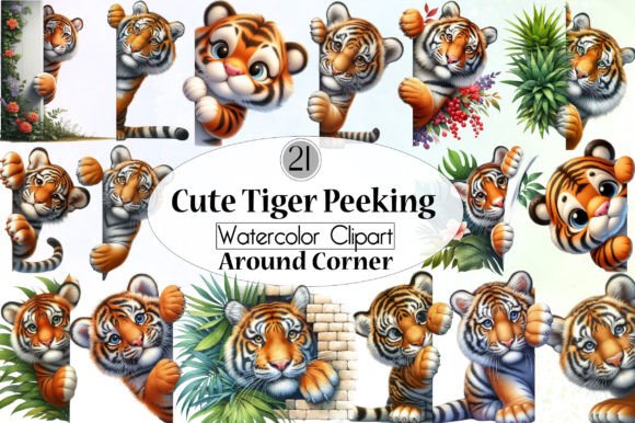 Cute Tiger Peeking Around Corner Clipart: Practical Applications for Creative Projects