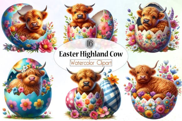 Designing with Easter Highland Cow Sublimation Clipart for Seasonal Merchandise