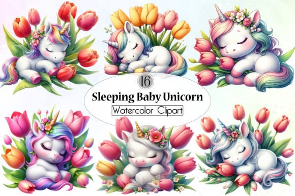 Evaluating Cute Sleeping Baby Unicorn Clipart PNG for Creative Projects
