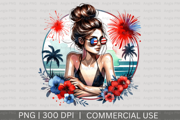 Evaluating Messy Bun 4th of July PNG Clipart for Patriotic Projects