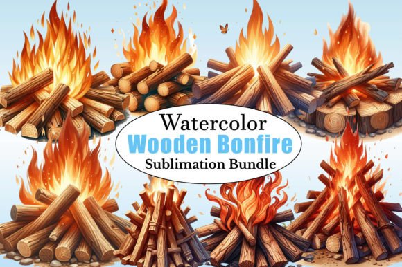 Evaluating Watercolor Wooden Bonfire PNG Clipart for Design Projects