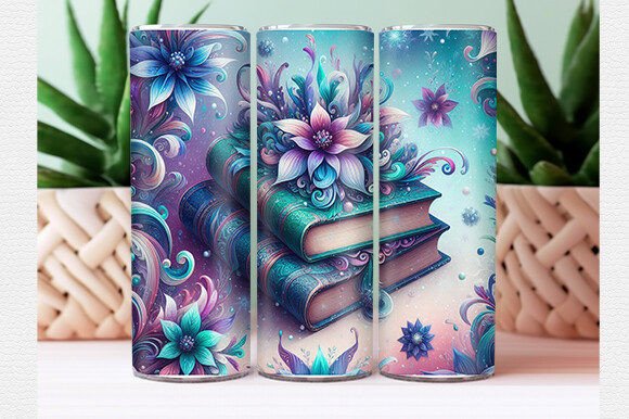 Floral Books Tumbler Wrap: Elevating Drinkware with Literary Botanical Design