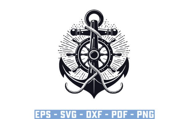 Mastering Nautical Design: Applications and Technical Mastery of the Anchor with Ship Steering Wheel SVG File