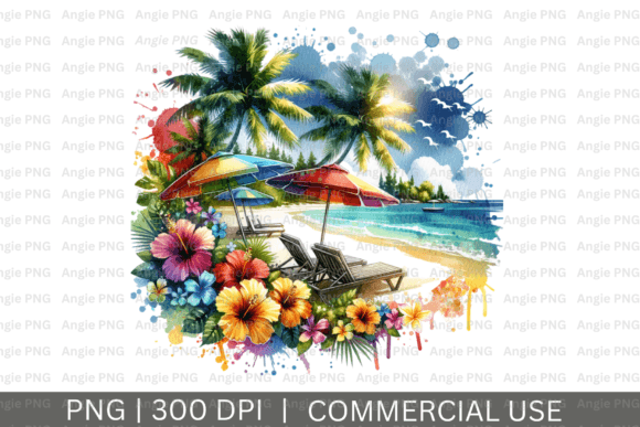 Practical Applications for Watercolor Summer Beach PNG Clipart in Creative Projects
