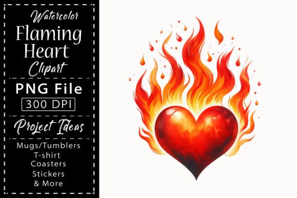 Strategic Applications of Flaming Heart Watercolor Clipart in Visual Communication