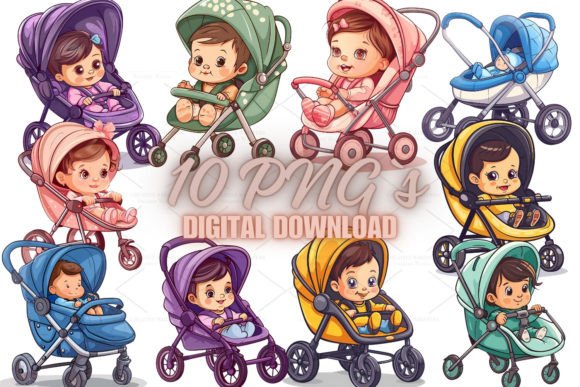 Stroller with Baby Clipart PNG 5S-1 Guide