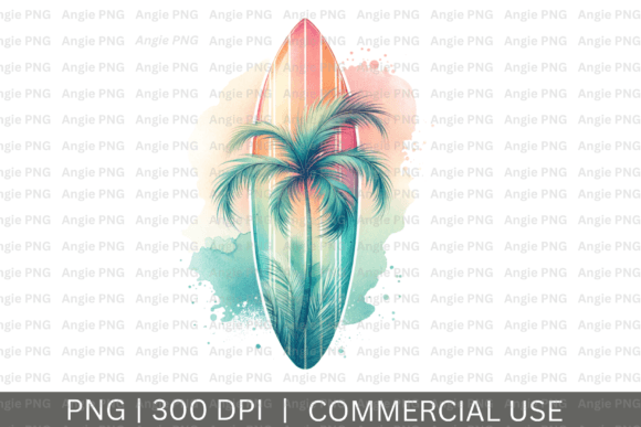 Watercolor Pastel Surfboard PNG Clipart Guide